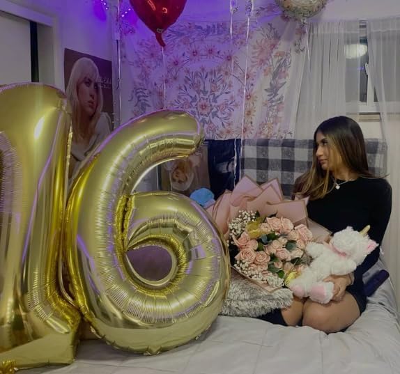 40 Inch Light Gold Mylar Foil Number 6 Birthday Balloon, Digital Balloons for 6 16 Boy Girl Party Decorations Supplies, Champagne Gold Big Helium Balloon Numbers for 26 36 46 60 Men Women Anniversary