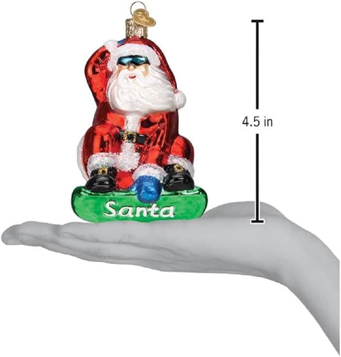 Old World Christmas Ornaments Snowboarding Santa Glass Blown Ornaments for Christmas Tree