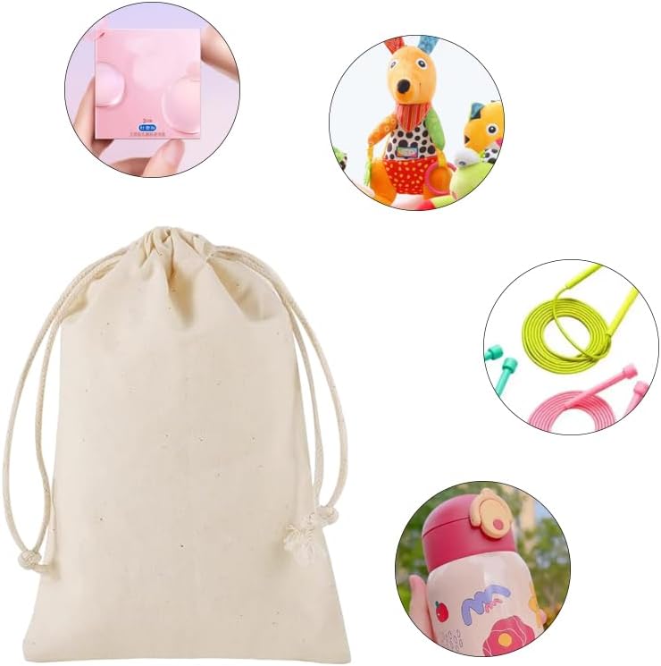 gobyhumm 50 Pieces Pure Cotton Drawstring Bags Muslin Bags Sachet Bag for Home Supplies (5 * 7")