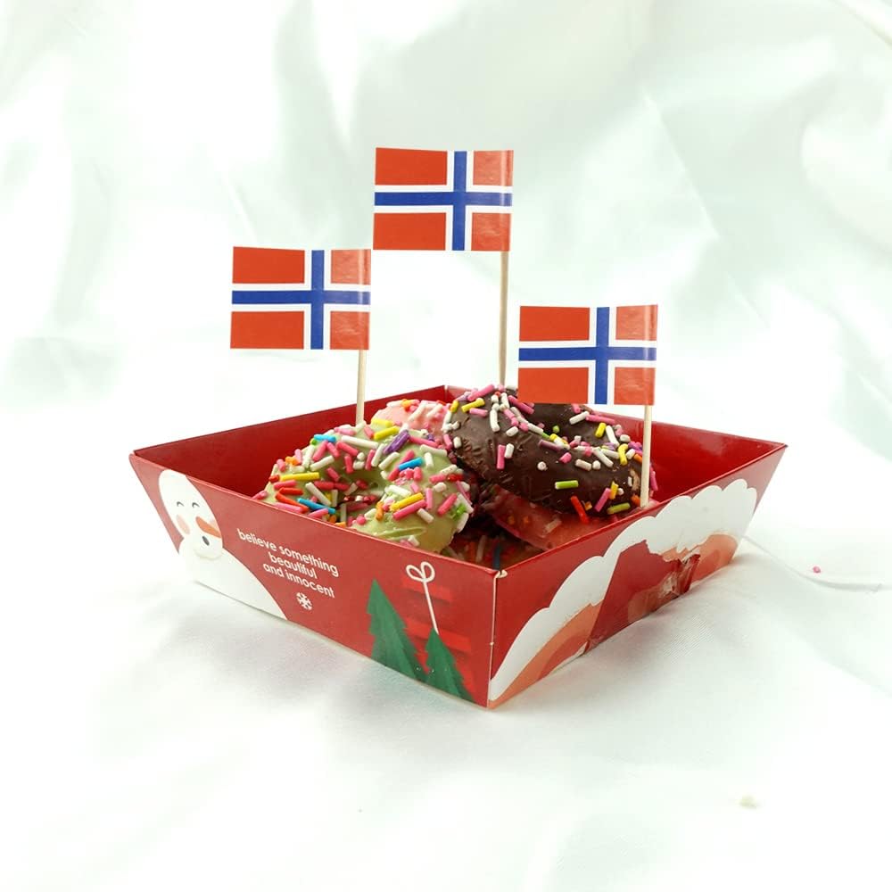 Norway Flag Norwegian Flag, Small Mini Norway Toothpick Flags for Food, Cupcakes, Cocktails, Appetizers, Bar Party Decorations