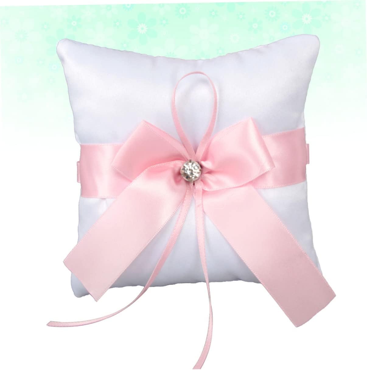 1Pc Elegant Pink Wedding Ring Pillow Cushion Square Ring Holder for Bride Fashion Party Ring Pillow for Wedding Decor