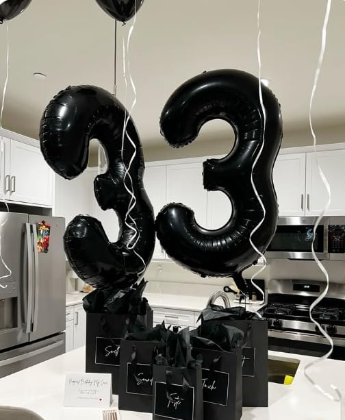 40 Inch Black 13 Large Number Balloon, 13 31 Black Birthday Party Decorations, Numbers 13 31 Foil Balloons for Anniversary Graduations Celebration Supplies