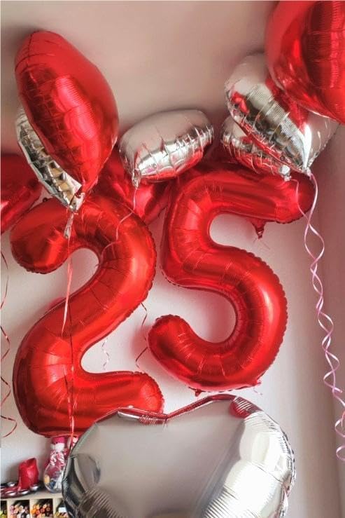 Red 40 Inch Large Number 5 Birthday Balloon, Five 5th 15 25 35 50 55 Birthday Celebration Decorations, Foil 5 Mylar Helium Number 5 Balloons Girl Boy Anniversary Party Supplies