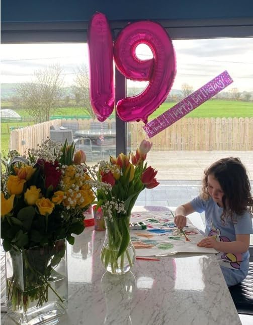 40 Inch Big Hot Pink 90 Balloon Number, Jumbo Giant Happy 90 Birthday Party Decorations, Large Mylar Foil Anniversary Birthday Party Engagement Decorations