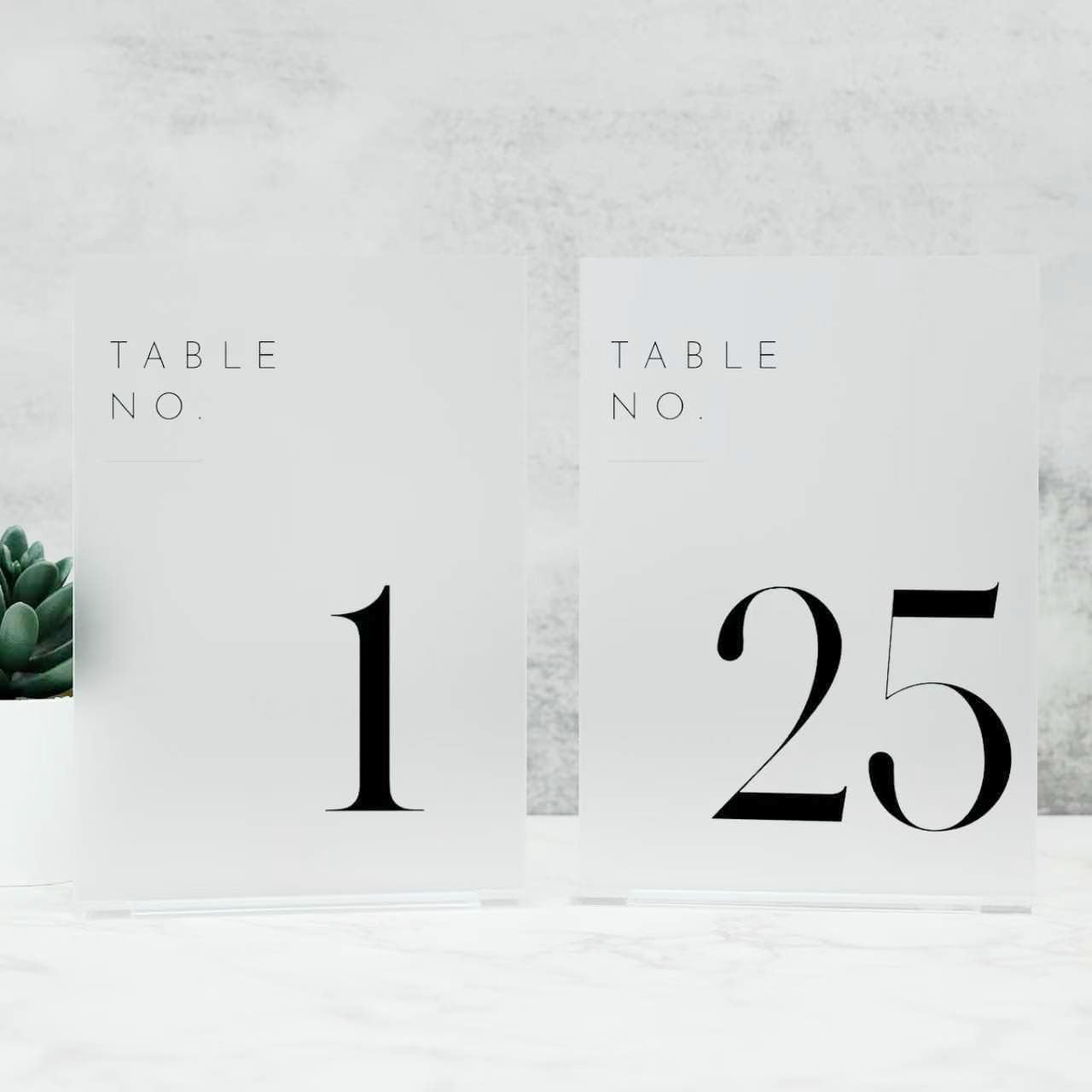 JINMURY Frosted Wedding Table Numbers 1-25 with Stands, 5"x7" Frosted Acrylic Table Numbers, Perfect for Wedding Reception, Party, Anniversary, Event