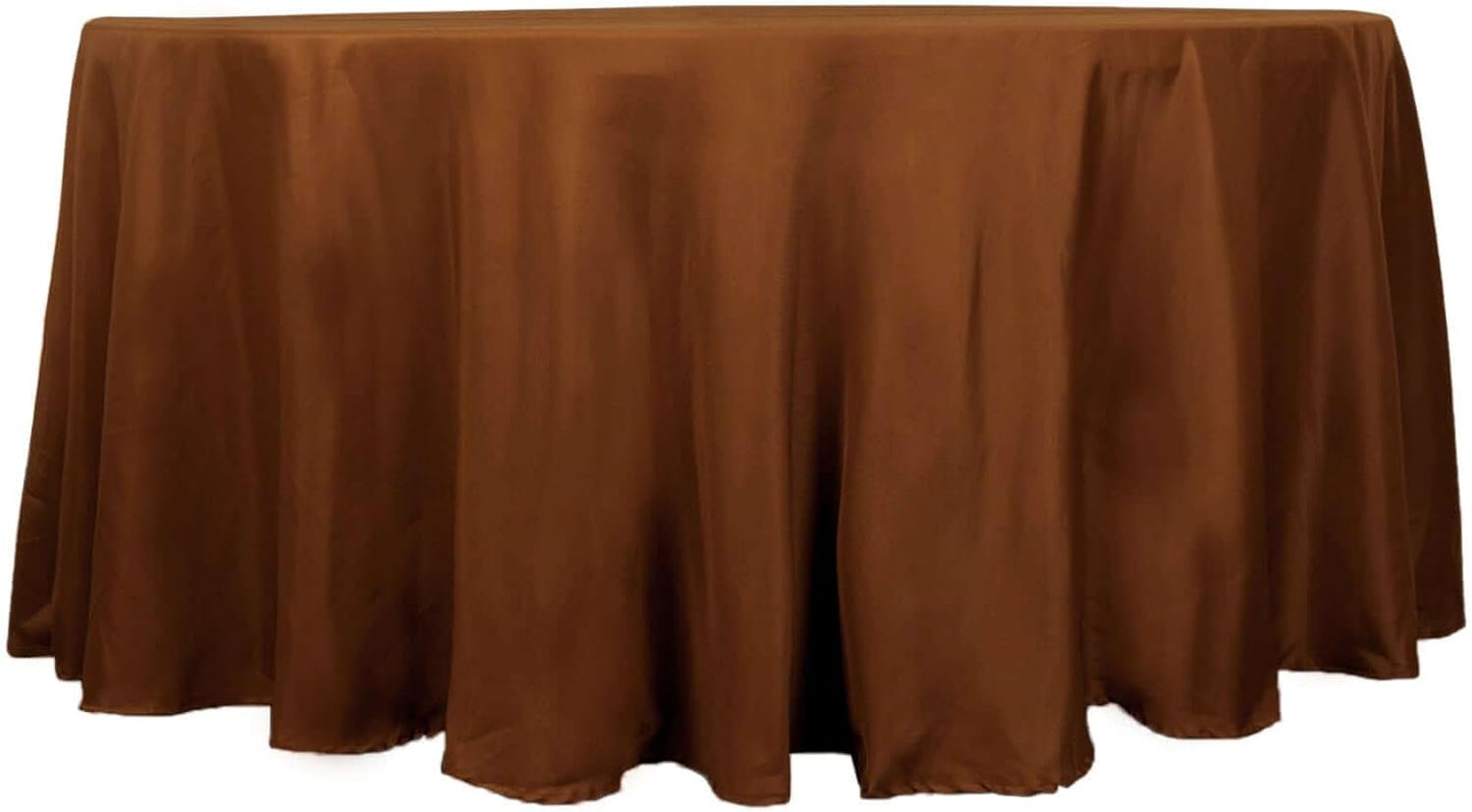 Efavormart Round Tablecloth, 120 Inch Stain & Wrinkle Resistant Washable Table Cloth, Decorative Polyester Fabric Table Cover for Banquet, Wedding, Dining - Cinnamon Brown