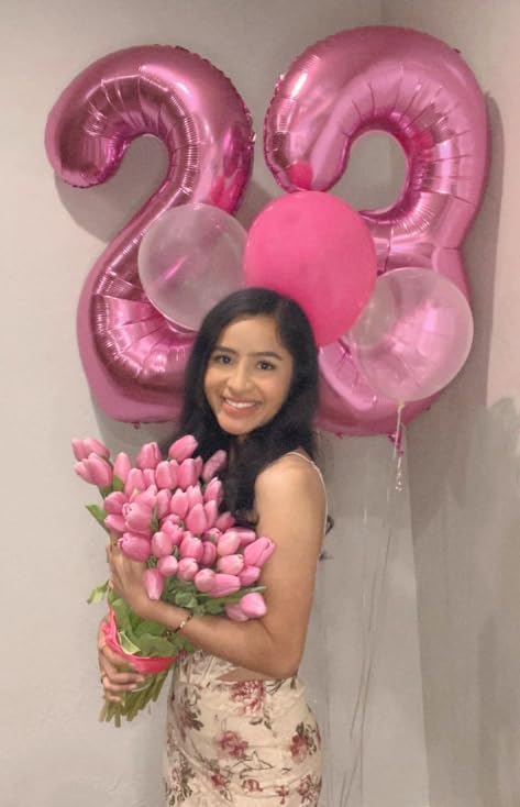 40 Inch Pink 3 Large Number Balloon, 3 13 23 30 33 36 38 Pink Birthday Party Decorations, Number Three Foil Balloons for Anniversary Party Graduations Celebration Supplies