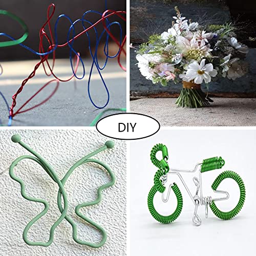 2 Rolls 76 Yards Flexible Floral Bind Wire 22 Gauge Paddle Wire for DIY Crafts Flower Arrangements Garlands, 1xBlack & 1xGreen