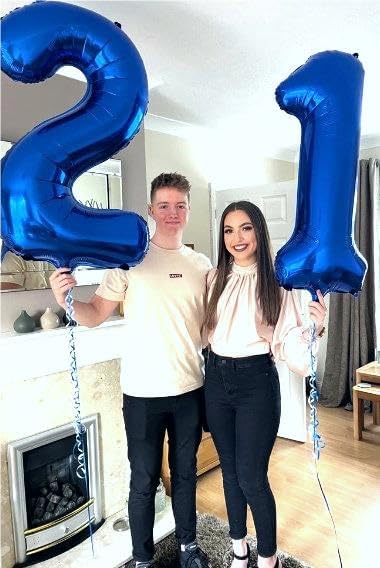 Navy Blue Jumbo Number 21 Balloon 40 Inch, Boy Girl 21 Birthday Supplies, Foil Helium 21 Birthday Giant Balloon, Mylar Blue Number Balloons Anniversary Decorations