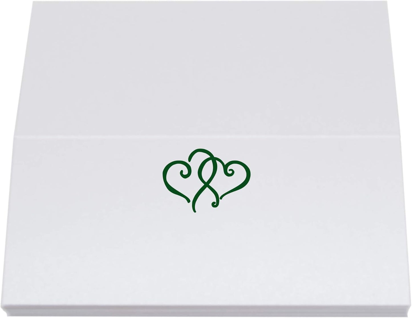 Linked Hearts Place Cards, Hunter Green (Choose Color), Set of 25, Pre-cut and Scored - Wedding, Party, Dinner, and Special Events - Made in the USA
