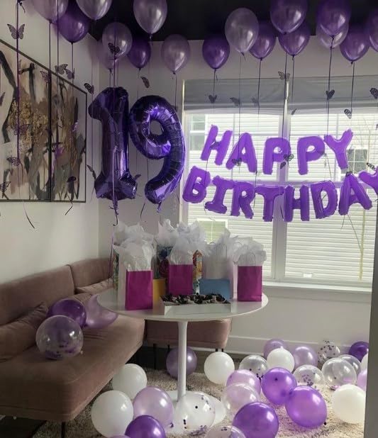Purple Number 19 Balloon 40 Inch Birthday Decorations, Number 19 Balloon Birthday Party Decorations, Anniversary Decorations Graduations Party Supplies