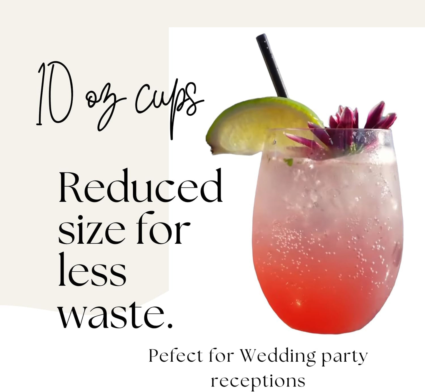 48 piece Stemless Unbreakable Crystal Clear Small Plastic Wine Glasses Set of 48 Small Size (10 Ounce - Silver Rim)