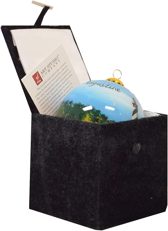 Hand Painted Glass Christmas Ornament - Lighthouse St. Augustine, FL