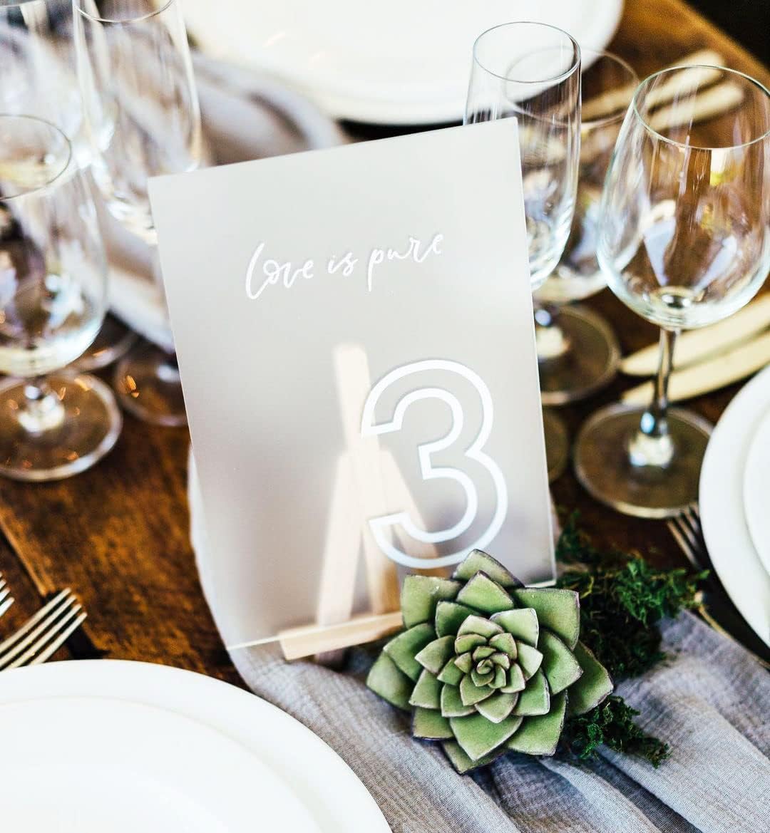 20 Pack Frosted Acrylic Sign Blank for Table Numbers, 5 x 7 Inch Acrylic Blank Frosted Sheet Sign 1/8 inch Thick, Use for DIY Wedding Table Signs, Wood Stand NOT Included