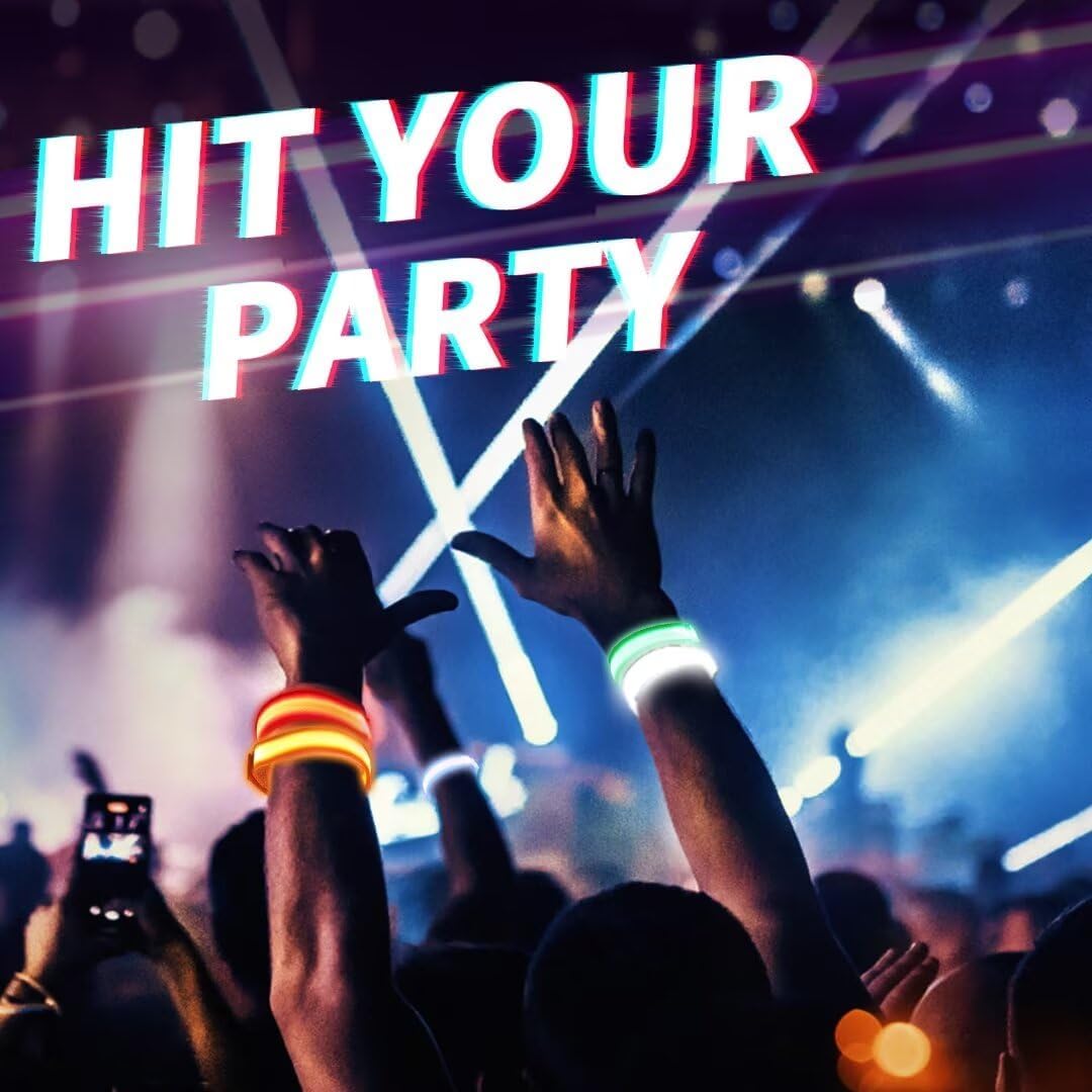 Dilabnba XL Glow Bracelets 6PCS, Reflective LED Bracelets - Adjustable Light Up Arm Bands for Adults Kids Night Running/Cycling Safety, Pet Safety Light, Concerts Rave Party Supplies (Multi-Color)