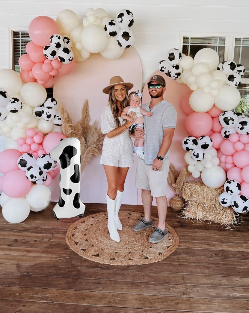 Cow Print Number Balloon Birthday Decorations, 40 inch Number balloon 0-9(Zero-Nine), Cow Balloon for Farm Birthday Party Supplies, Cow Themed birthday party Decorations (Number 1)