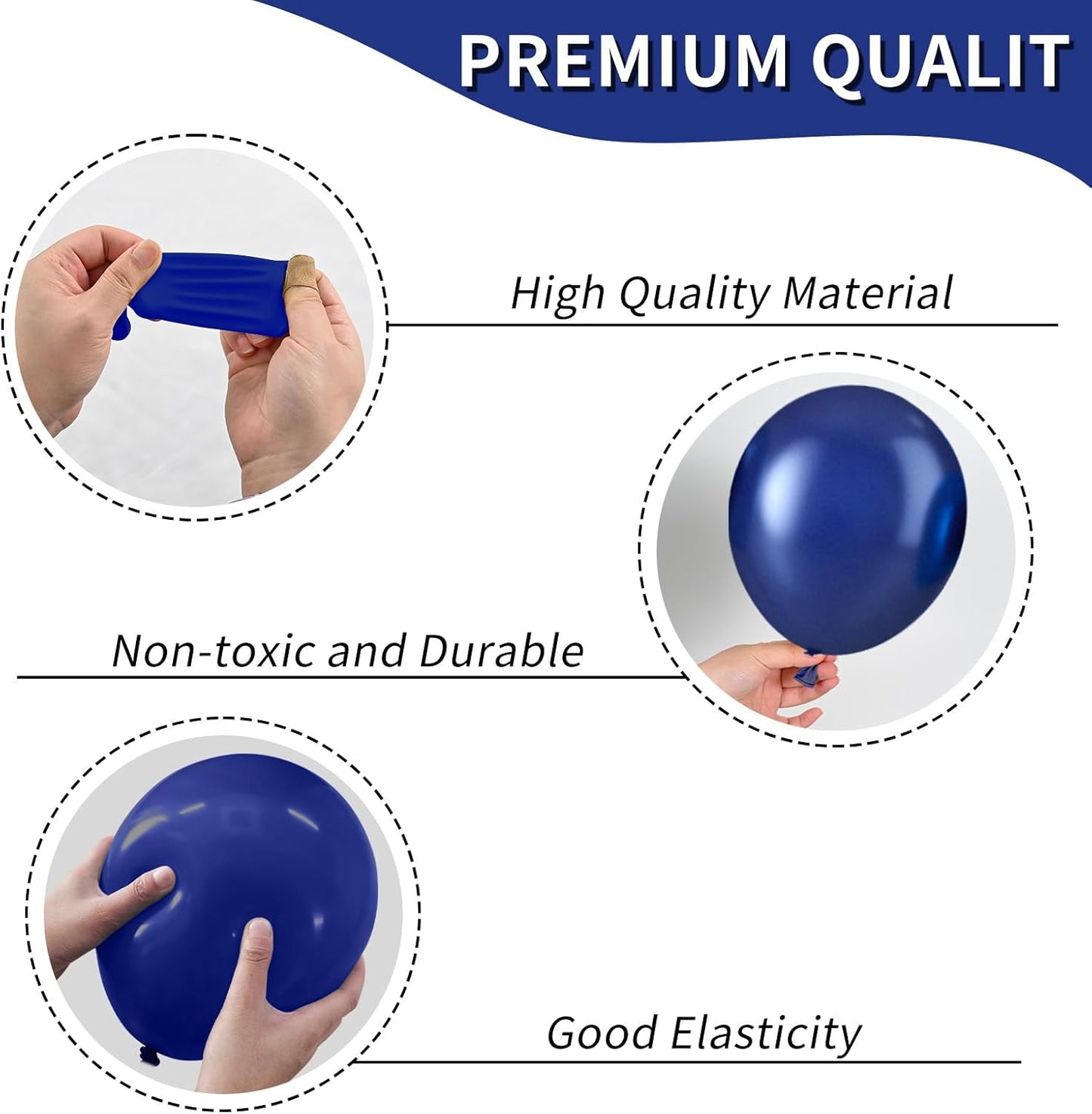 Blue Balloons, 50pcs Metallic Blue Balloons, Metallic Baby Navy Balloon, Silver Confetti Balloon for Men Boys Birthday Gender Reveal Baby Shower Party Wedding Bridal Shower Father's Day Graduation