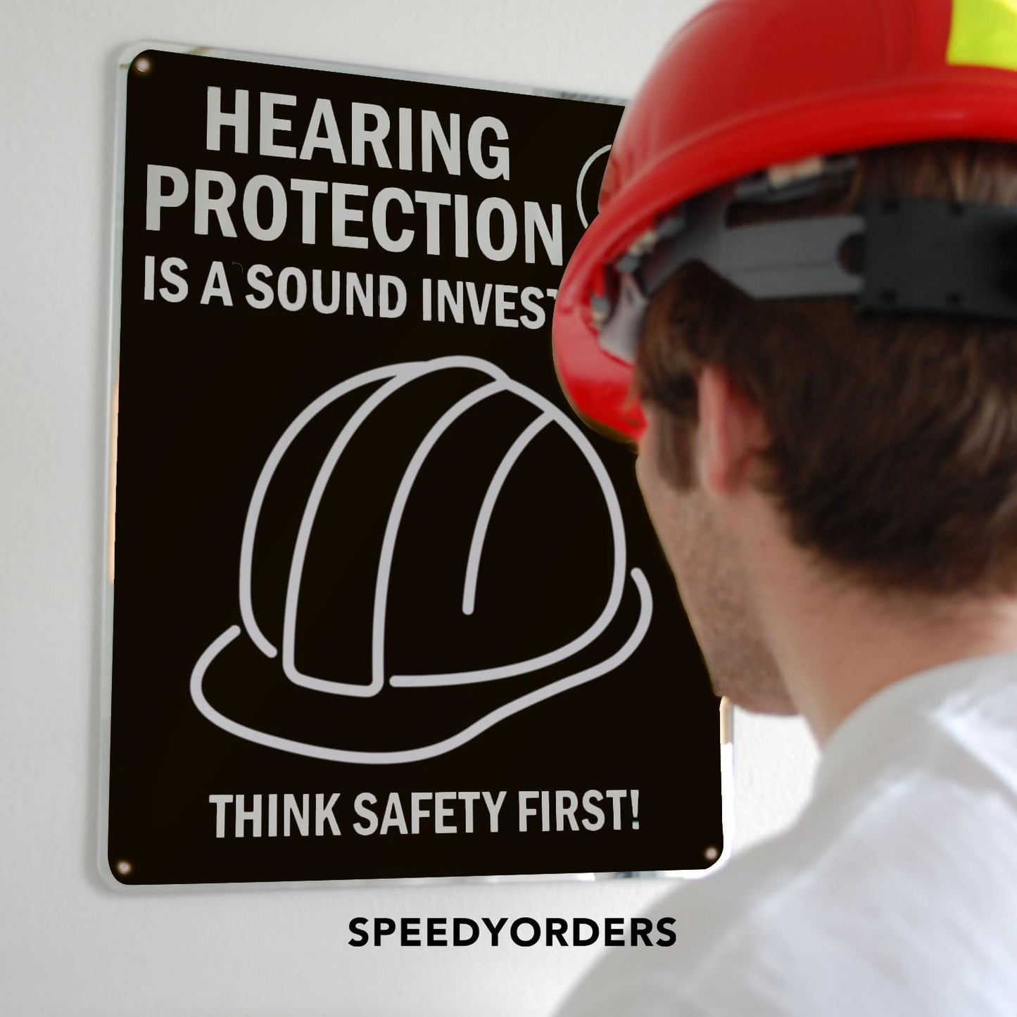 SPEEDYORDERS Custom Outdoor Metal Signs, Personalized Aluminum Signs, Customized Safety Signs, Metal Business Signs, Waterproof Outdoor Business Signs, White Aluminum (Black & Yellow, 42x28 In)