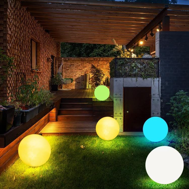 LED Night Light Ball Globe Lamp with Remote 8 Inch 16 RGB Colors Dimmable Mood Lights Rechargeable Outdoor Globe Light for Patio Nursery or Home Decor IP65 Waterproof Ball Light