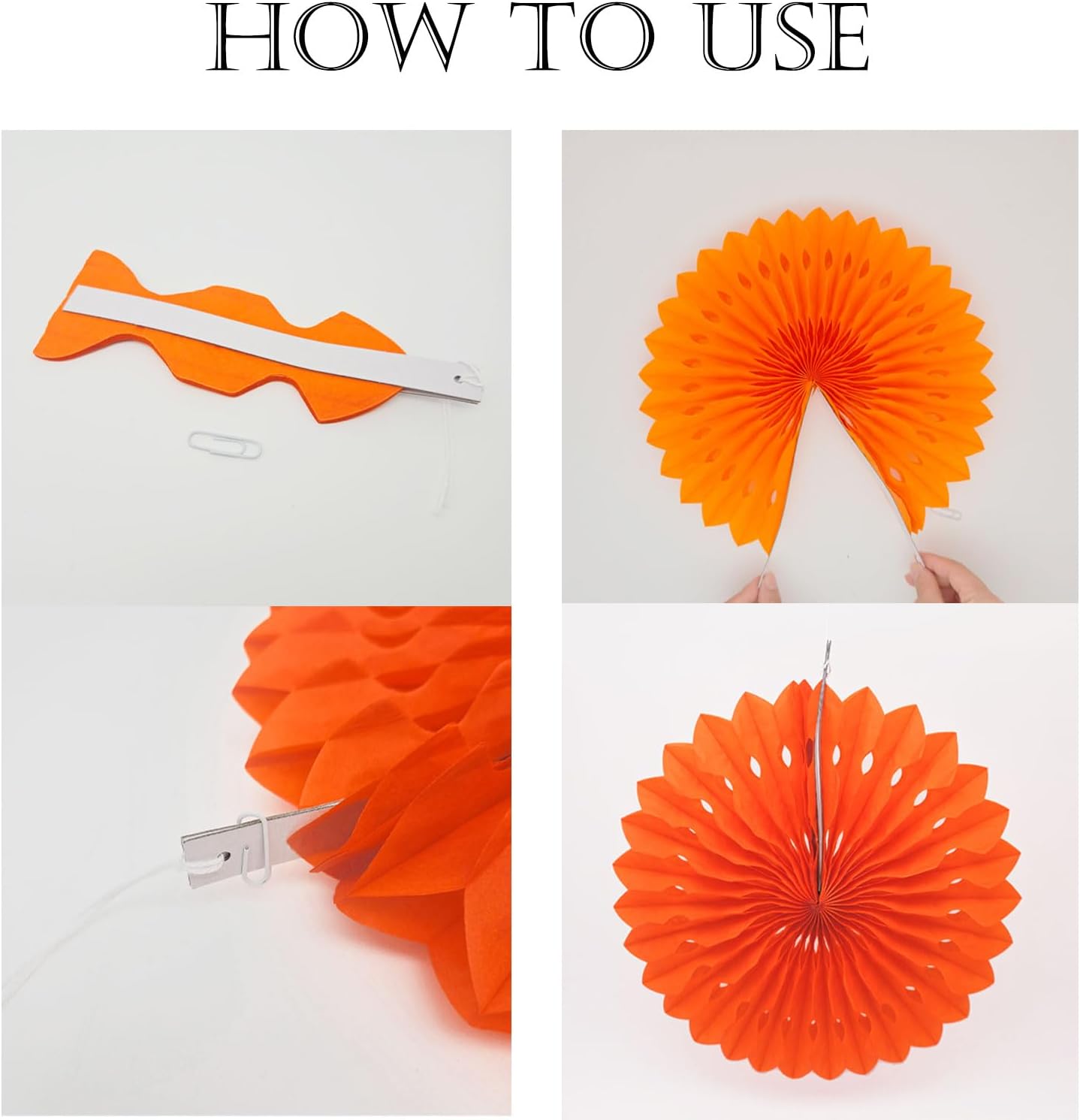 ZOOYOO Hanging Paper Fans Party Decorations,12 Pcs Orange Honeycomb Round Fans,Ceiling Decor for Birthday,Wedding,Graduations,Sunset,Autumn Tea Party Backdrop