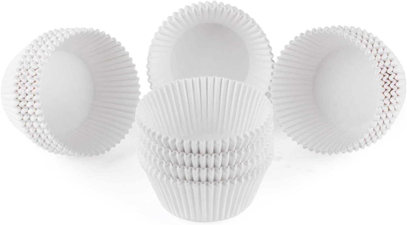 Caperci Standard White Cupcake Liners 500 Count, No Smell, Food Grade & Grease-Proof Baking Cups Paper