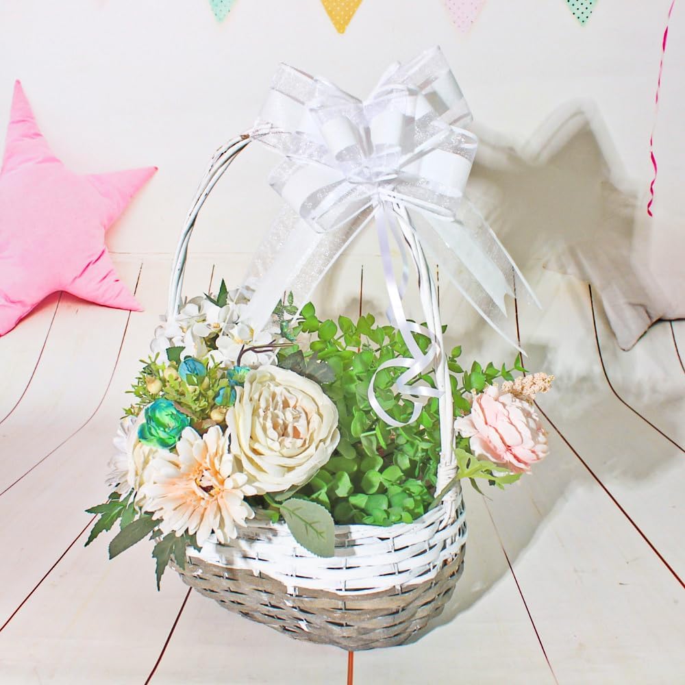 Large White Gift Bow, 10 PCS White Pull Bows for Gift Wrapping, Wedding, Christmas, Valentine's Day, Presents, Flower Basket Decor(8 inches)