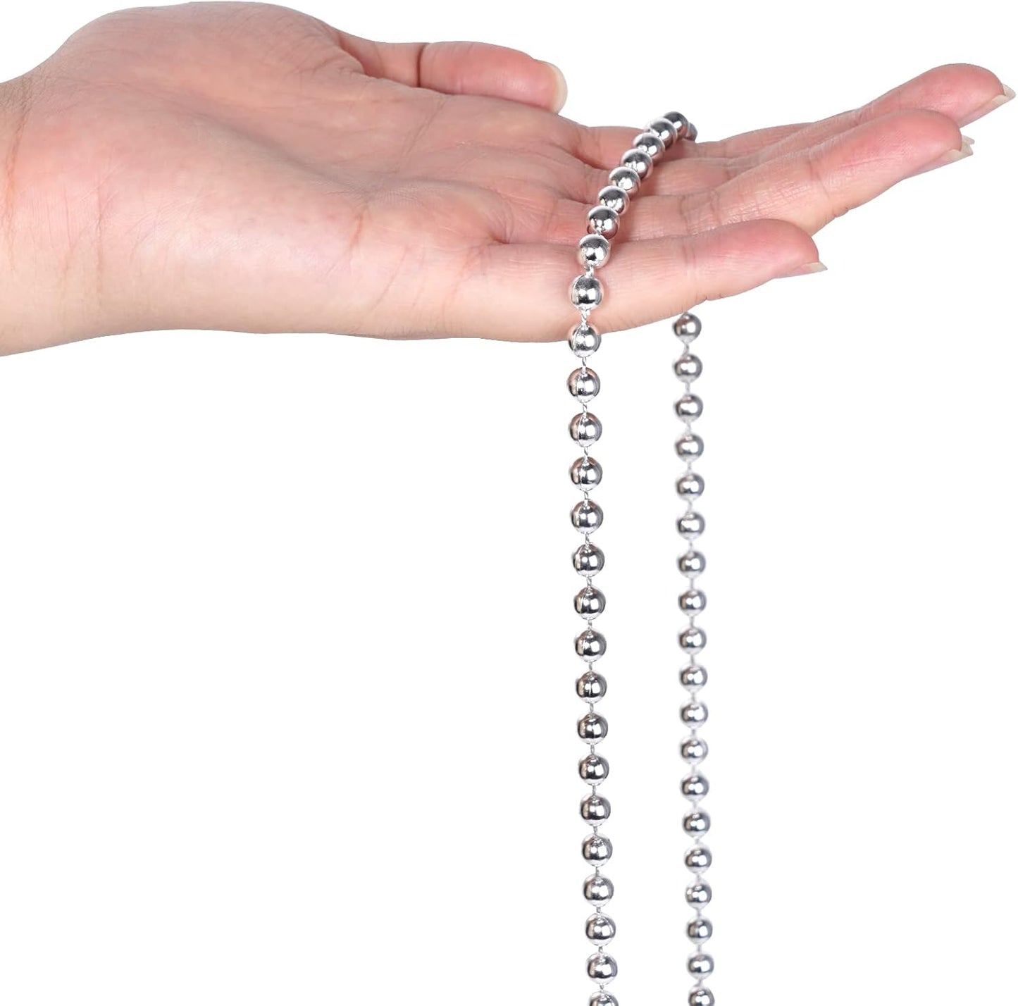 Faux Silver Pearl Beads Garland - 6mm Christmas Tree Beads 22 Yards Spool Pearl String Roll for Wedding Party Christmas Tree Decoration