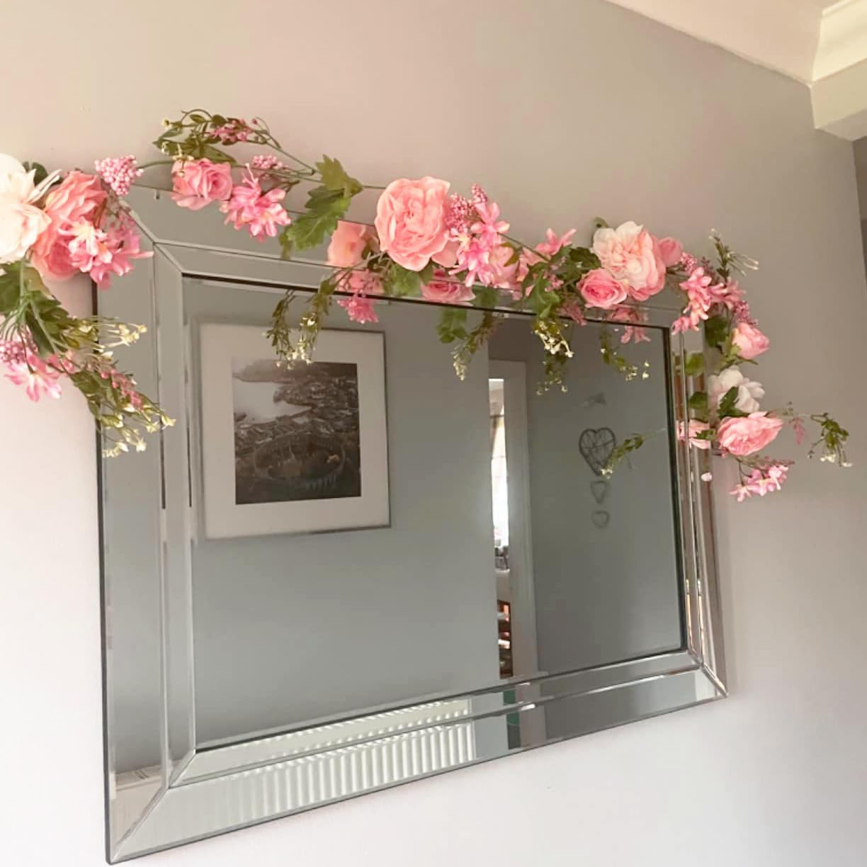 Rose Flower Vine, Peony Flowers, Center Flower Decoration, 6' Length, Floral Garland for Wedding Decor Home Table Runner Mantle Decoration