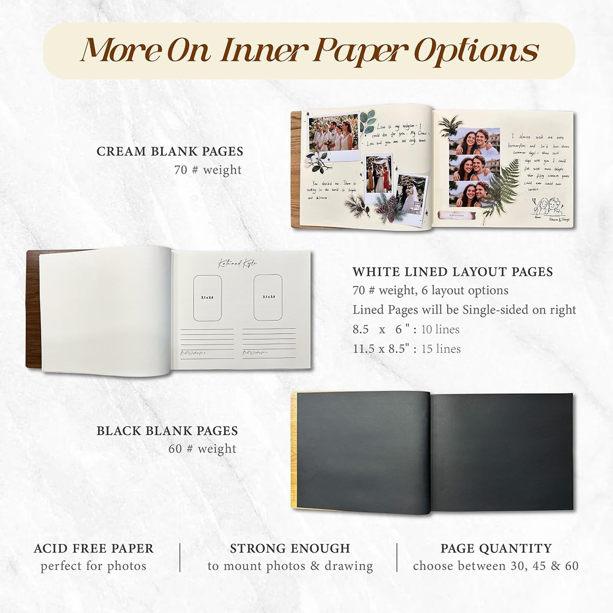 Customized Wooden Guest Book for Weddings, Funerals & Events - Personalized Keepsake Memory Book with Engraved Name & Design (A4-8.27Γ11.69inch)