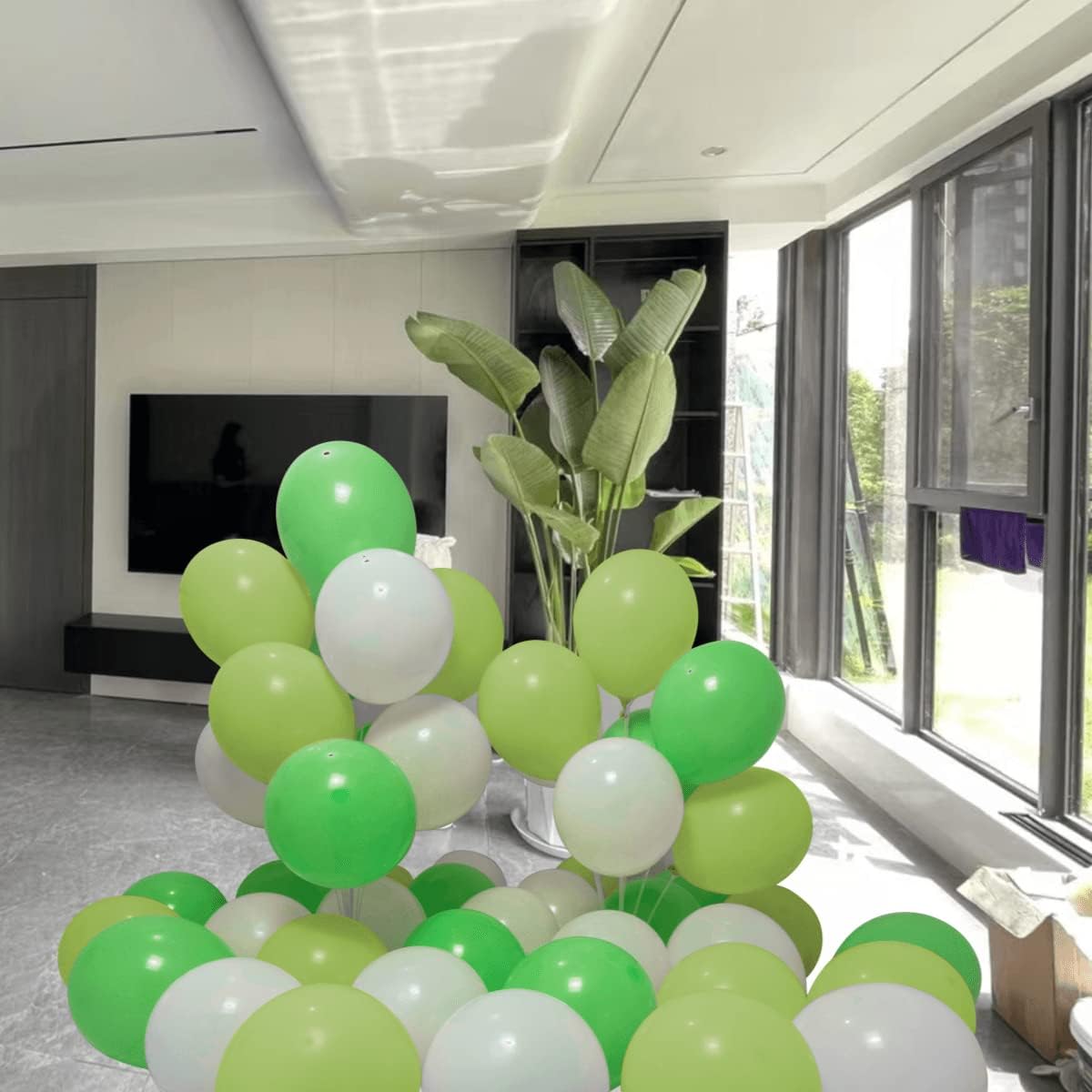 300 Pack Green and White Balloons 100 of each of the 3 colors 12 inch Green White Light Green Latex Party Balloon Bulk for Various Party Events Decorations