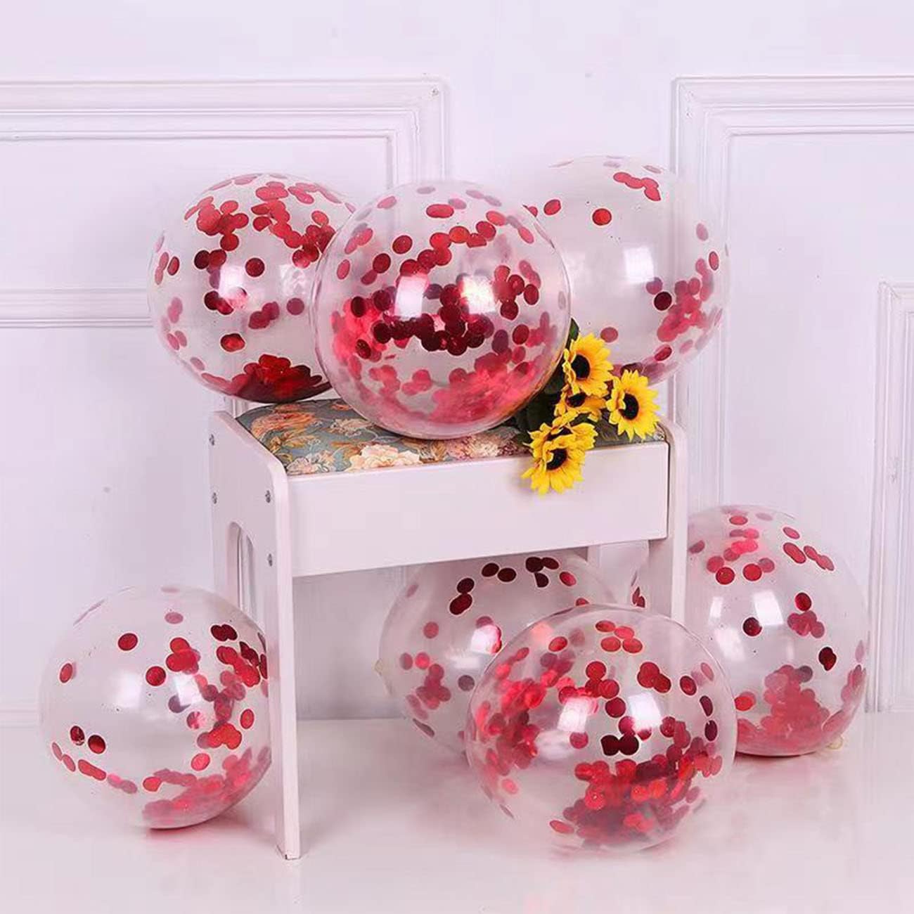 Red Round Foil Confetti Beautiful Metallic Table Confetti Glitter for Fill Balloons, Wedding,Birthday, Party,Festival Decoration(8000PCS)