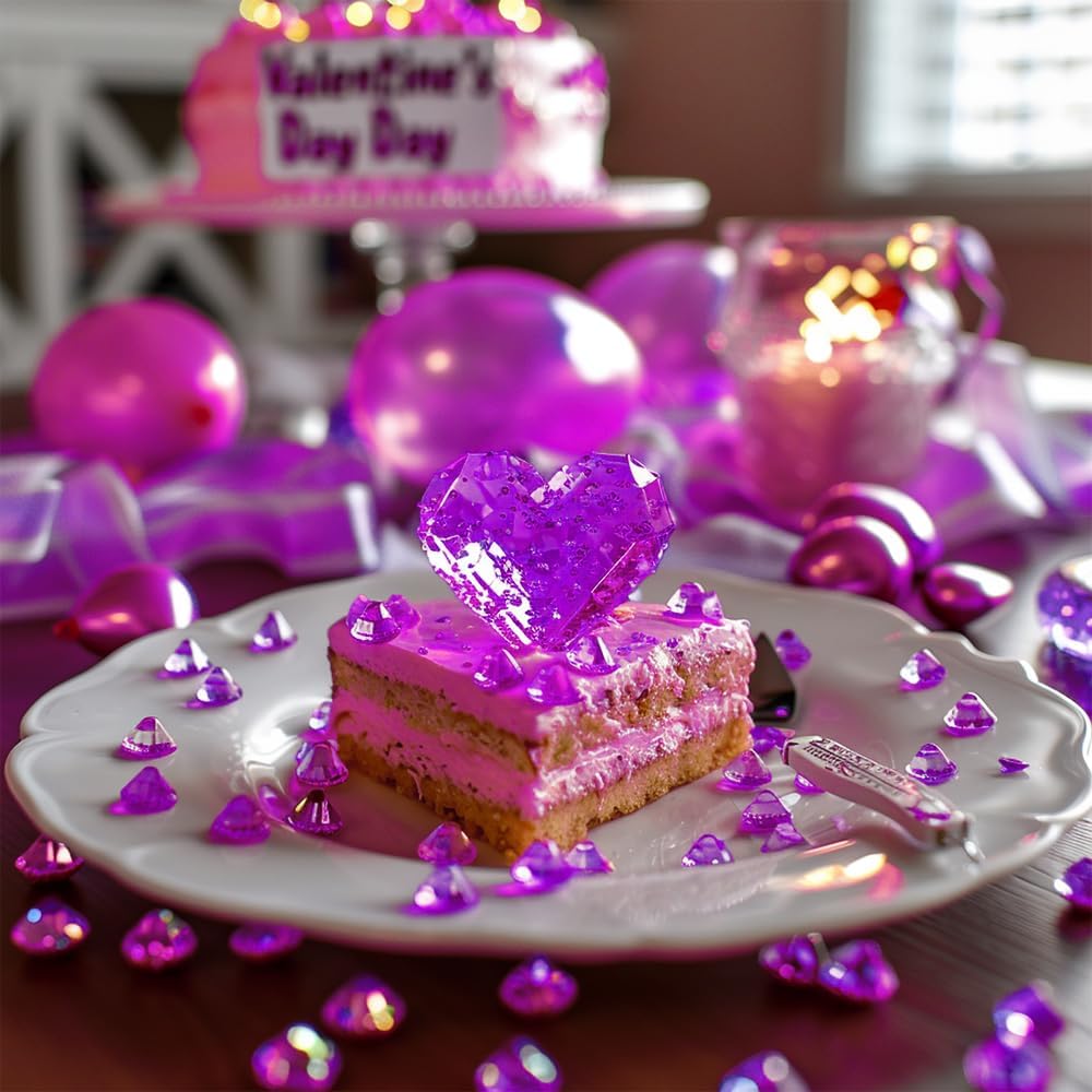 HappyFiller Fall Thanksgiving Decoration 720 Pcs Purple Acrylic Diamonds Gems,Wedding Diamond Confetti Party Favor,Table Scatters,Treasure Gemstones,Floral Home Centerpieces,Mix 0.8" and 0.4"