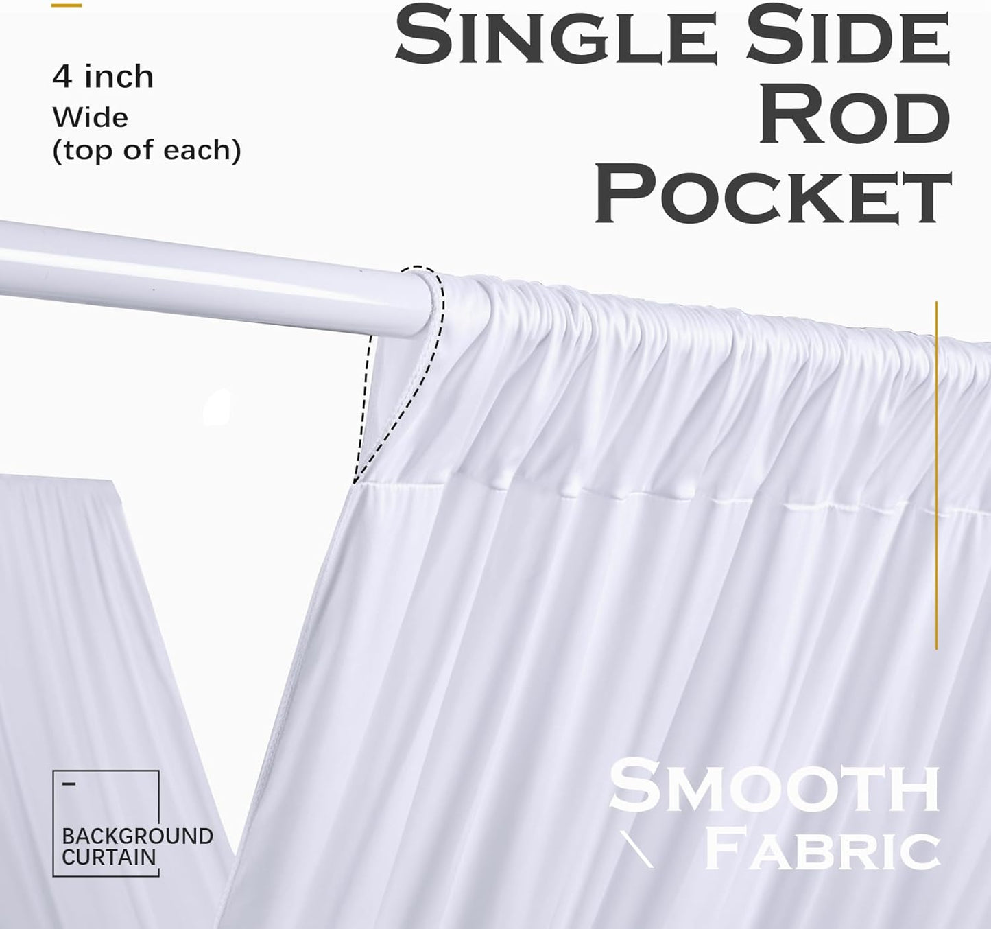 PartyVillage 2 Panels 5ftx30ft White Ceiling Drapes for Wedding Parties â 30 FT Extra Long Thick Polyester Wrinkle-Free Drapery Tent Decor Decorations for Birthday Party Ceremony Stage Swag