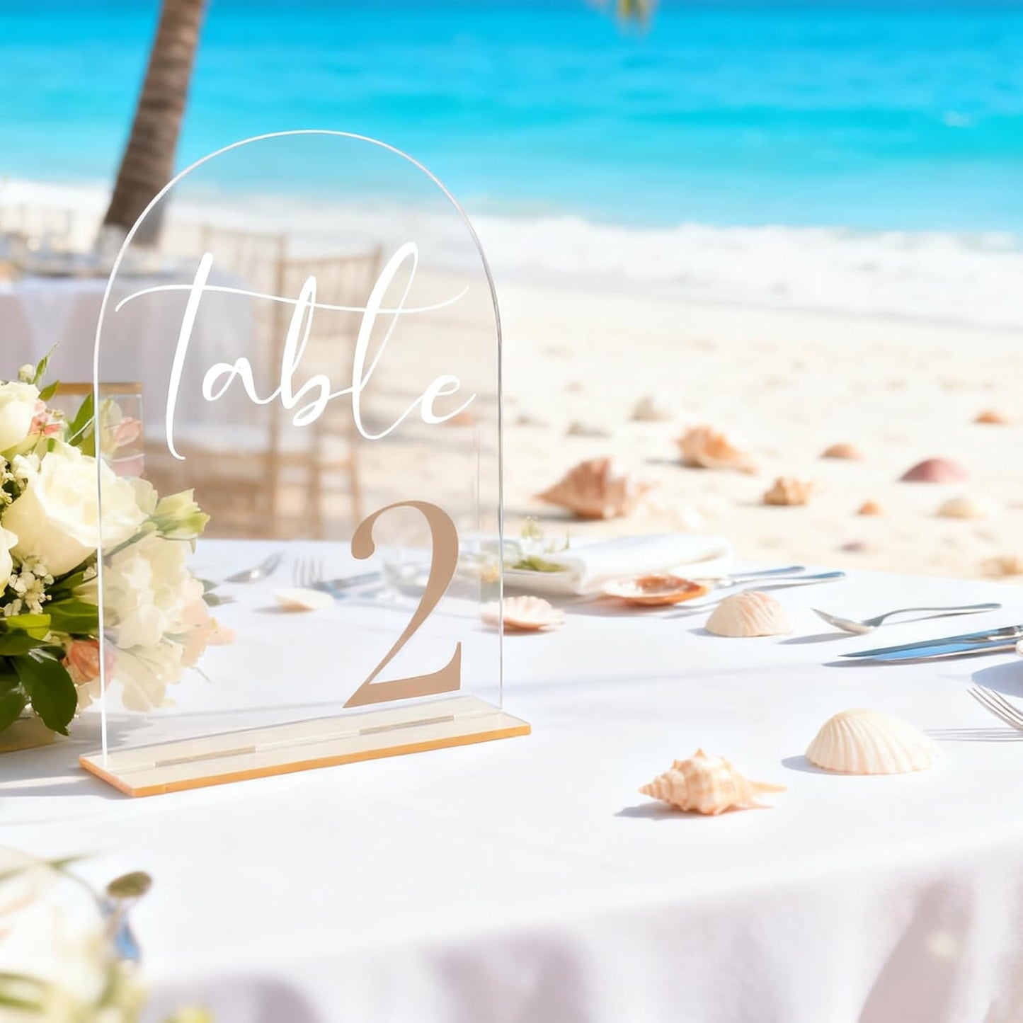 Wedding Table Numbers 1-20 with Stands, 5” x 7” Elegant Acrylic Display Signs with Golden Text, Great Table Numbers for Wedding Reception, Decoration, Centerpiece, Party, Anniversary and Event