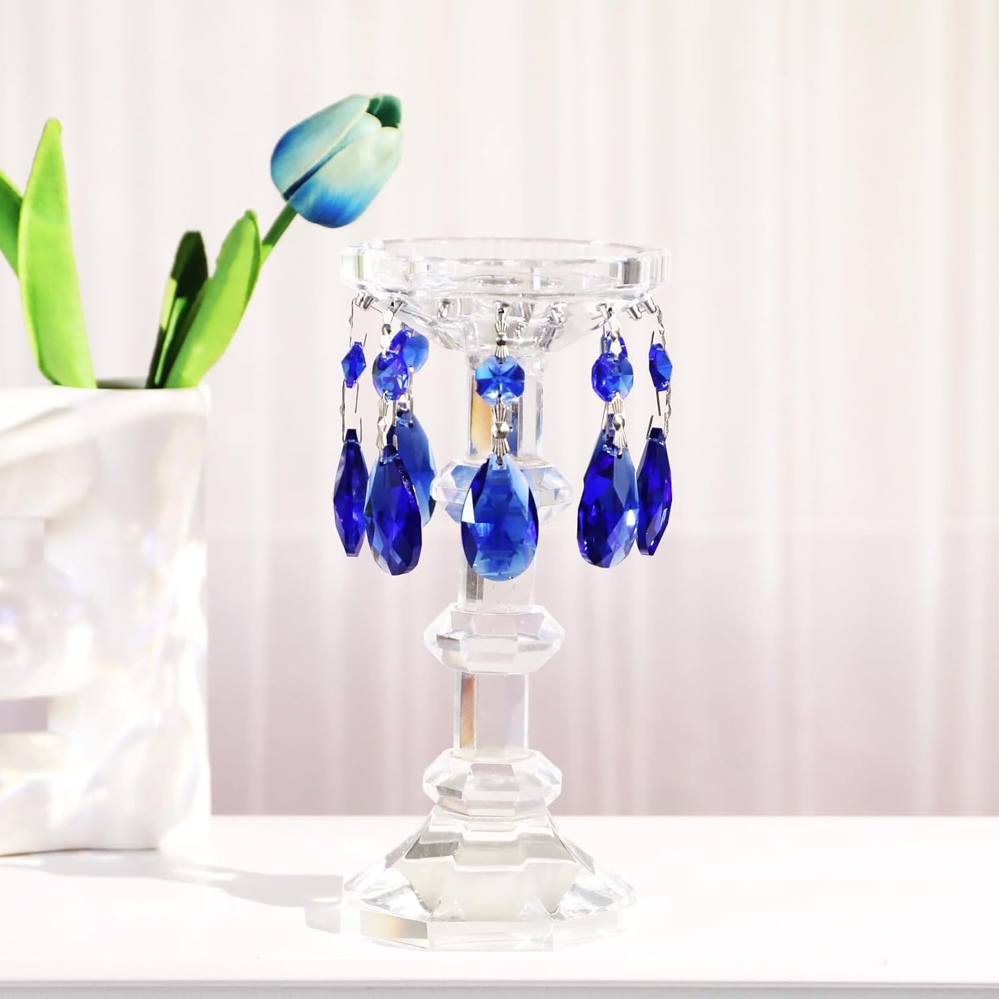 10pcs Crystal Prisms Chandelier Blue Ornament Pendants Rainbow Maker 38mm Drop Prism Hanging Prisms for Wedding Party Chrismtmas Decoration DIY Jewelry