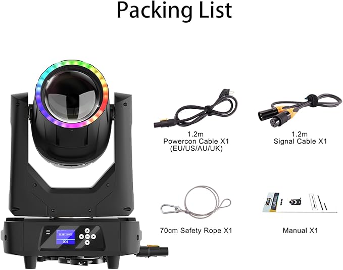 SHEHDS IP65 Waterproof Moving Head Stage Lights 380W 19R Bulb(7500K) 17 Gobos 14 Colors Spotlights 2 Prisms Beam/Frost/Wash/Strobe Effect DMX512 for Disco Outside/Indoor Party Show