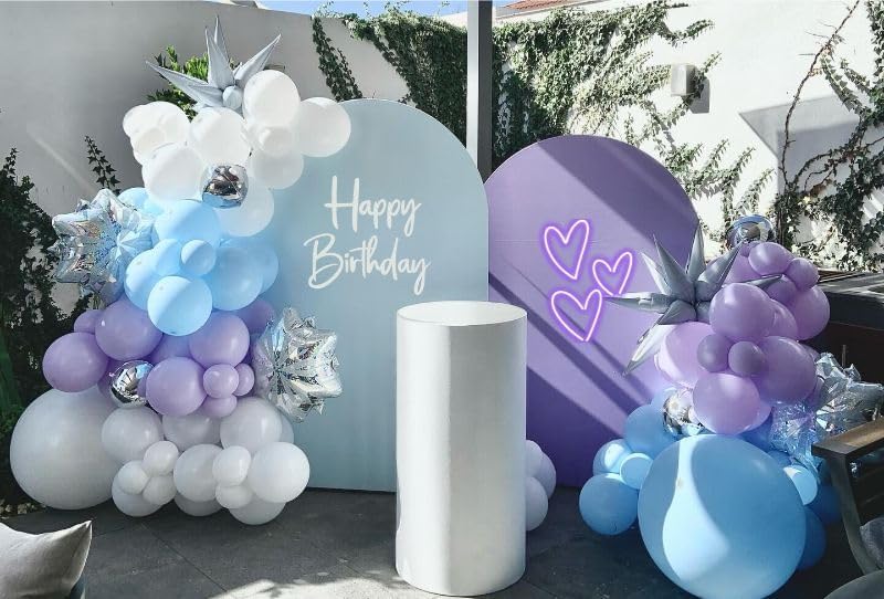 Paready Frozen Balloons Set, 50Pcs Purple Blue Snow Print, 12 Inch Metallic Pearl Light Purple Blue White for Winter Theme Frozen Birthday Party Decorations