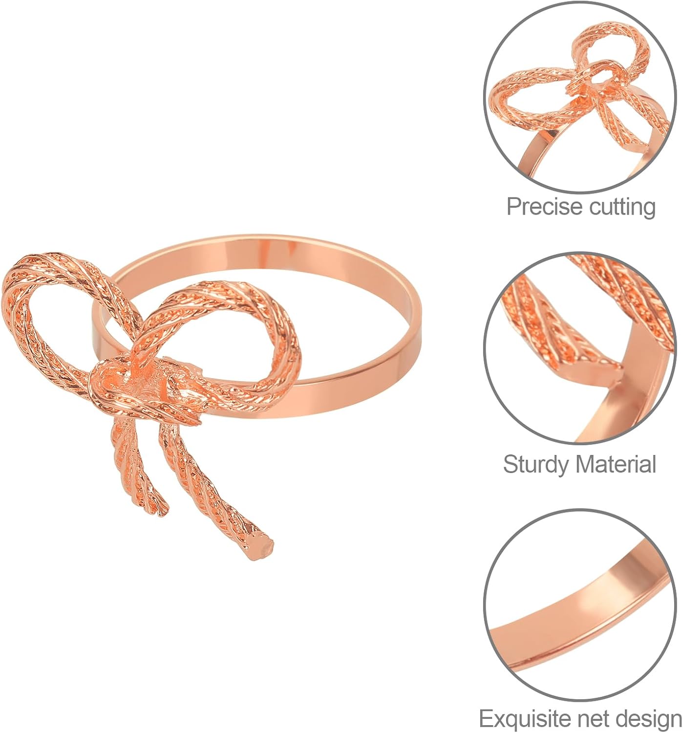 Pack of 12 Napkin Rings Alloy Hollow Out Flower Napkin Holder Dinning Table Napkin Ring for Dinner Parties Wedding Banquet Table Setting Family Gatherings Table Decor(Rose Gold,12)