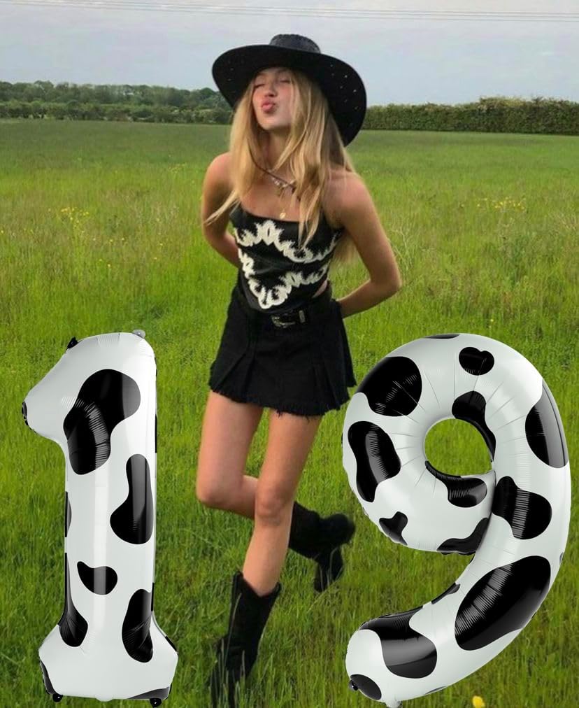 Cow Print 40 Inch Large Number 5 Birthday Balloon, Five 5th 15 25 35 50 55 Birthday Celebration Decorations, Foil 5 Mylar Helium Number 5 Balloons Girl Boy Anniversary Party Supplies
