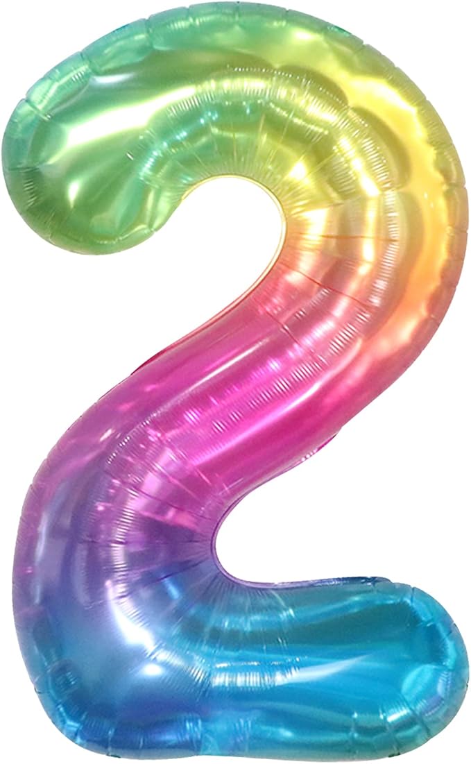 KatchOn, Giant Jelly Number 2 Balloon - 40 Inch | 2nd Birthday Decoration for Girl | 2 Balloon Number for Rainbow Birthday Decorations | Number Balloons for Happy Anniversary Decorations