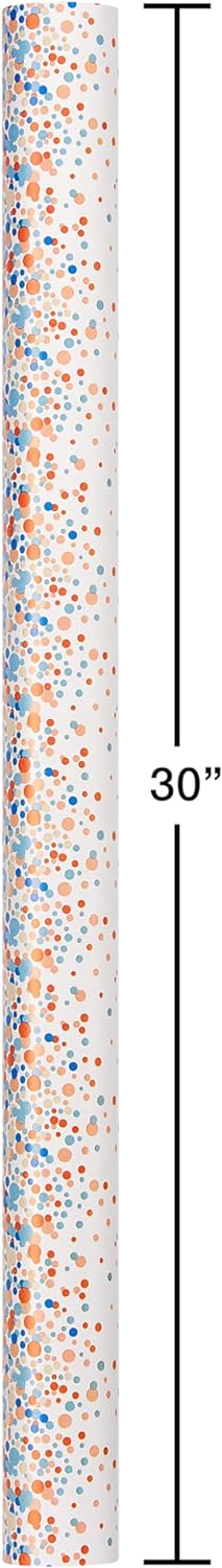 American Greetings 175 sq. ft. Reversible Wrapping Paper for Birthdays, Weddings, Bridal Showers, Baby Showers and All Occasions, Multicolored Polka Dots (1 Roll, 30 in x 70 ft.)