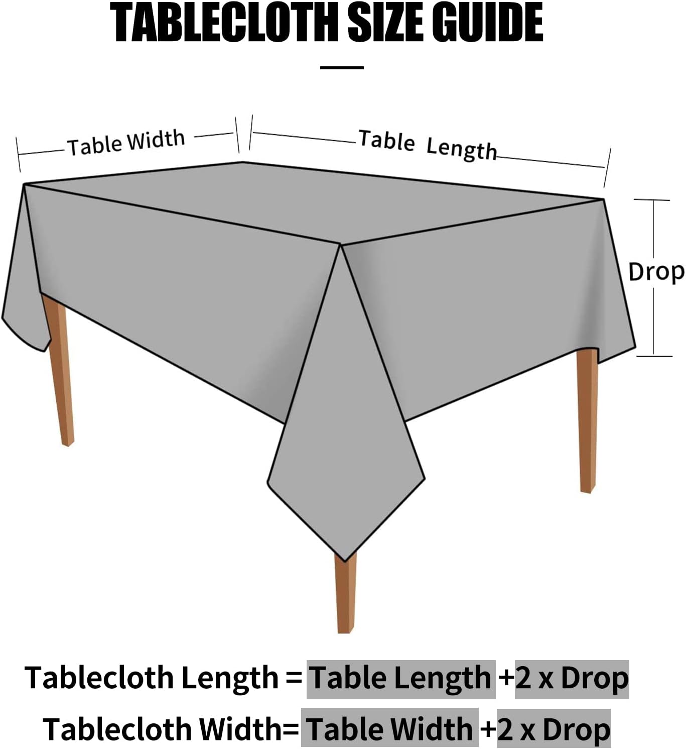 Smiry Rectangle Table Cloth, Waterproof Heavy Duty Vinyl Tablecloths, Wipeable Washable Table Cover for Kitchen and Dining Room (Black, 60" X 84")