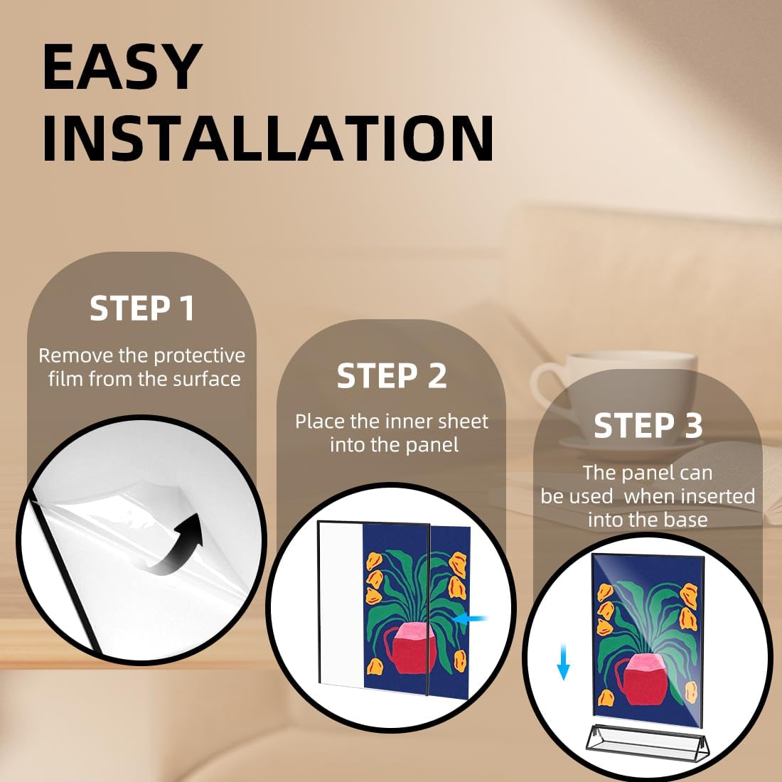 Acrylic Sign Holder 8.5X11 Clear Sign Holder,Double Sided Flyer Holder, Table Menu Holder Display Stand for Wedding Table Number Black (6pcs)