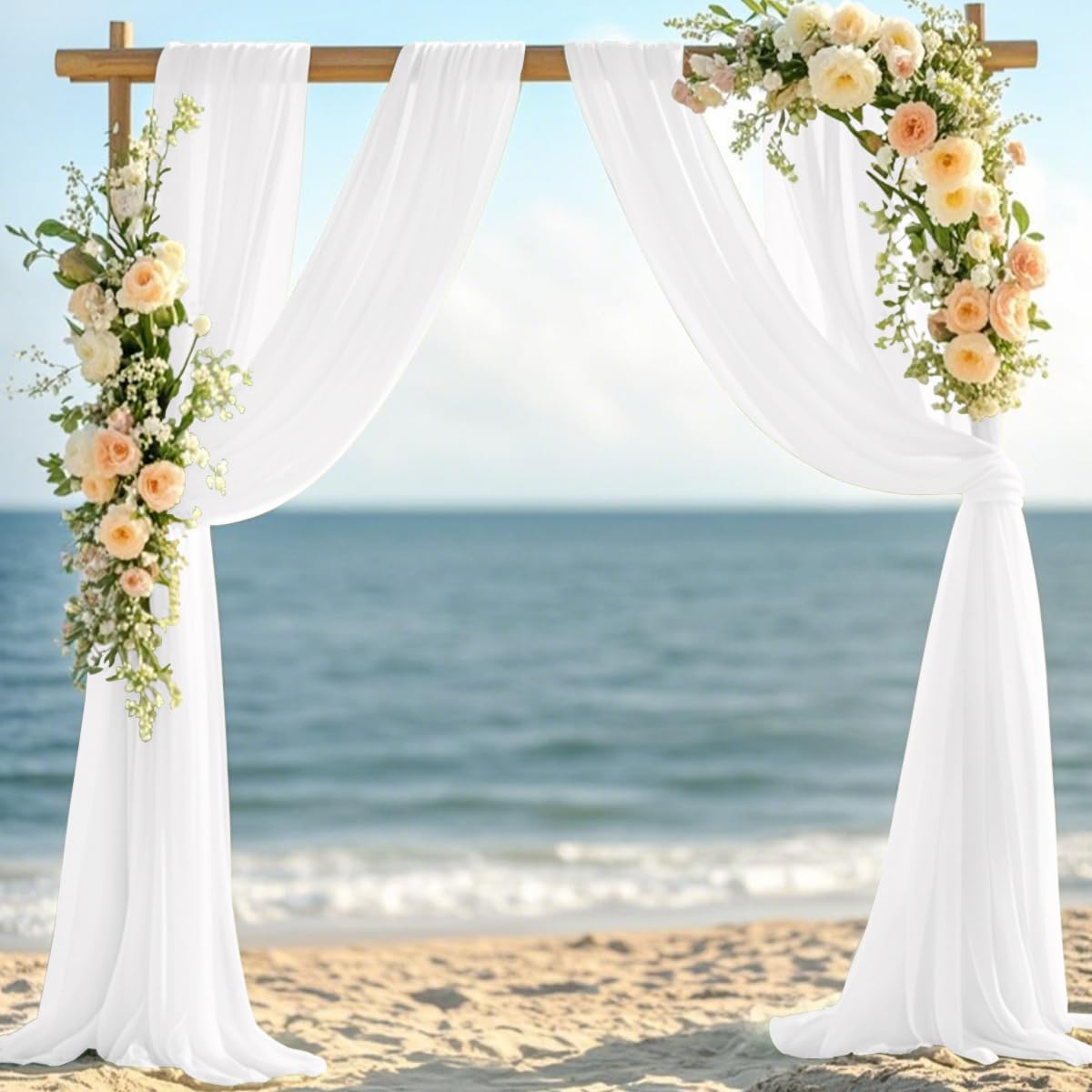 White Elegant Arch Draping Fabric Outdoor 1 Panel 29" × 20Ft Sheer Chiffon Curtain Drapes for Fall Wedding Ceremony Birthday Party Garden Brunch