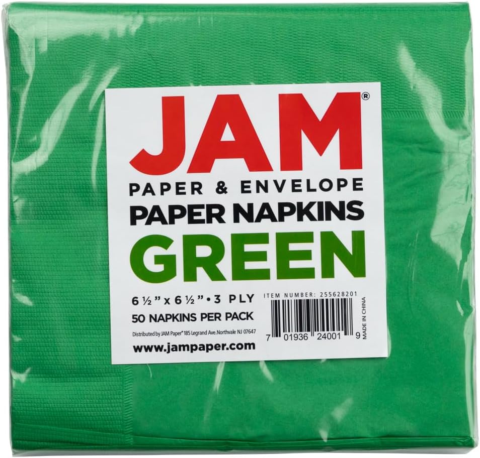 JAM PAPER Medium Lunch Napkins - 6 1/2 x 6 1/2 - Green - 50/Pack