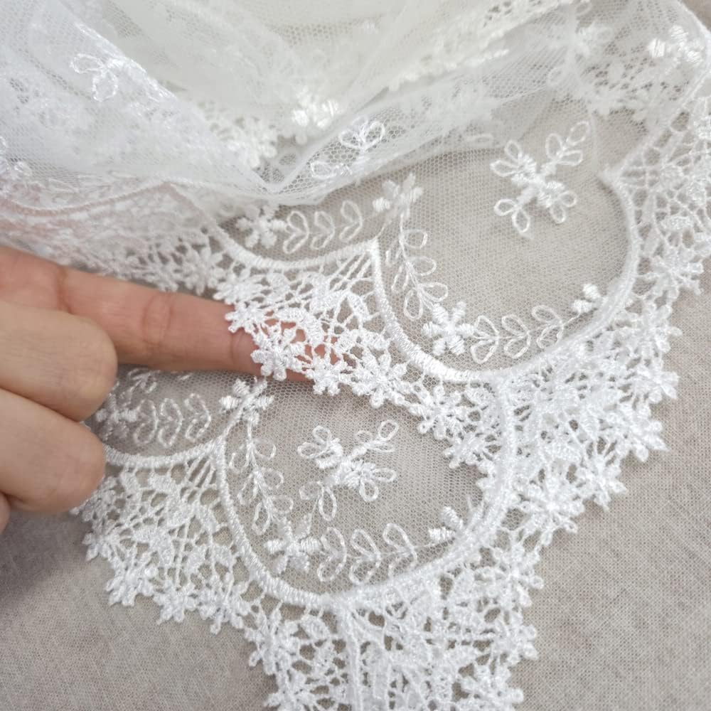 Inicia Table Lace Runner 12×70 inch Embroidered for Holiday Wedding Picnic Daily Dinner Tables White Decor (Polyester, 12"×70" (31cm×180cm))