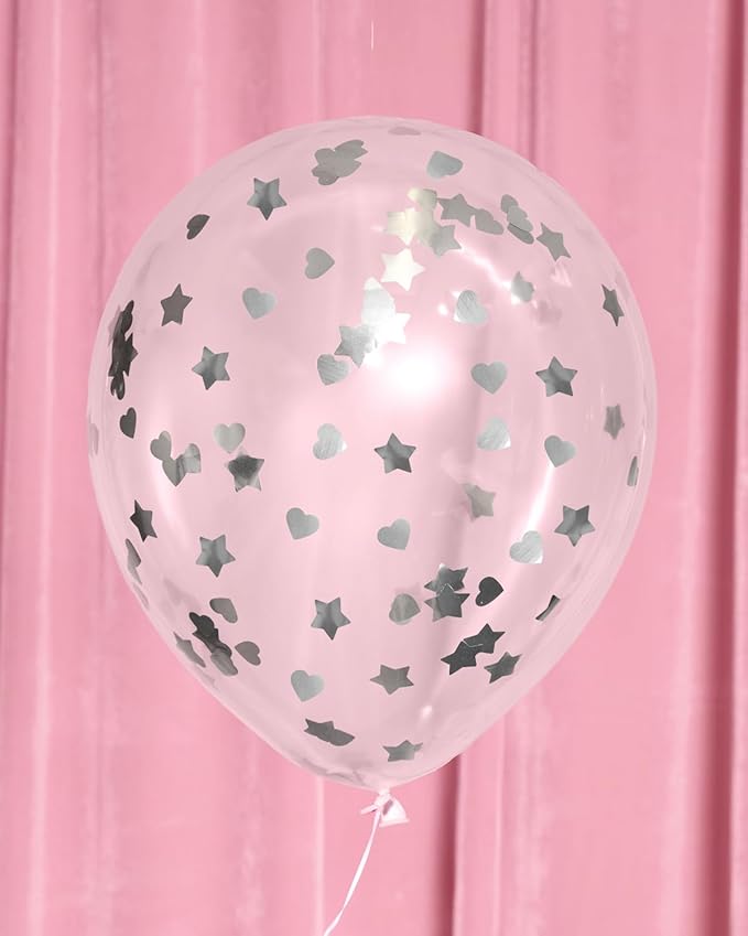 xo, Fetti Pink, Purple, Blue, Clear, Pastel Latex Balloons - 24 pk, 12" | Girls Sleepover Birthday Decorations, Kids Slumber Party Decor, Rainbow Bachelorette Supplies, Cute Party Favor