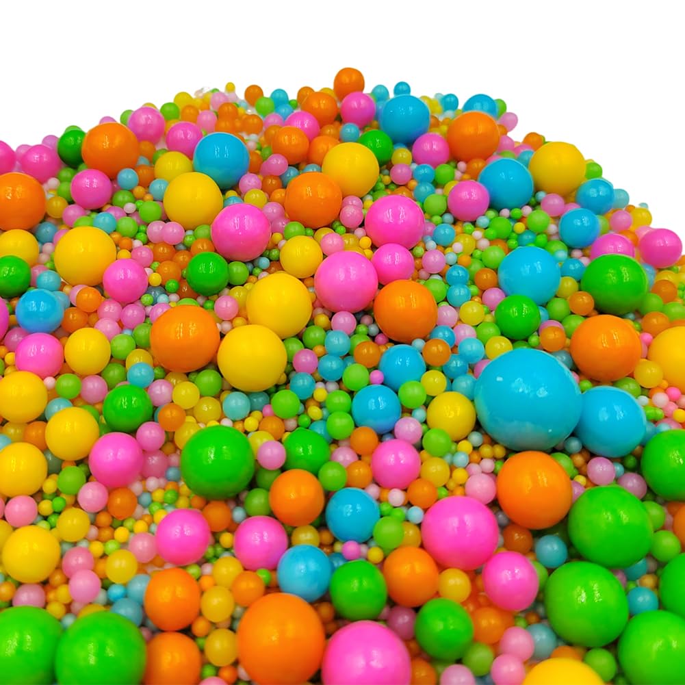 Edible Pearl Sugar Sprinkles Rainbow Candy Mixing Size Baking Edible Cake Decorations Cupcake Toppers Cookie Decorating Celebrations Wedding Valentines Easter Halloween Christmas Supplies 120g/ 4.23oz