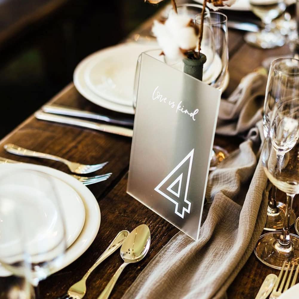 10 Pack Frosted Acrylic Sign Blank for Table Numbers, 5 x 7 Inch Acrylic Blank Frosted Sheet Sign 1/8 inch Thick, Use for DIY Wedding Table Signs, Wood Base NOT Included