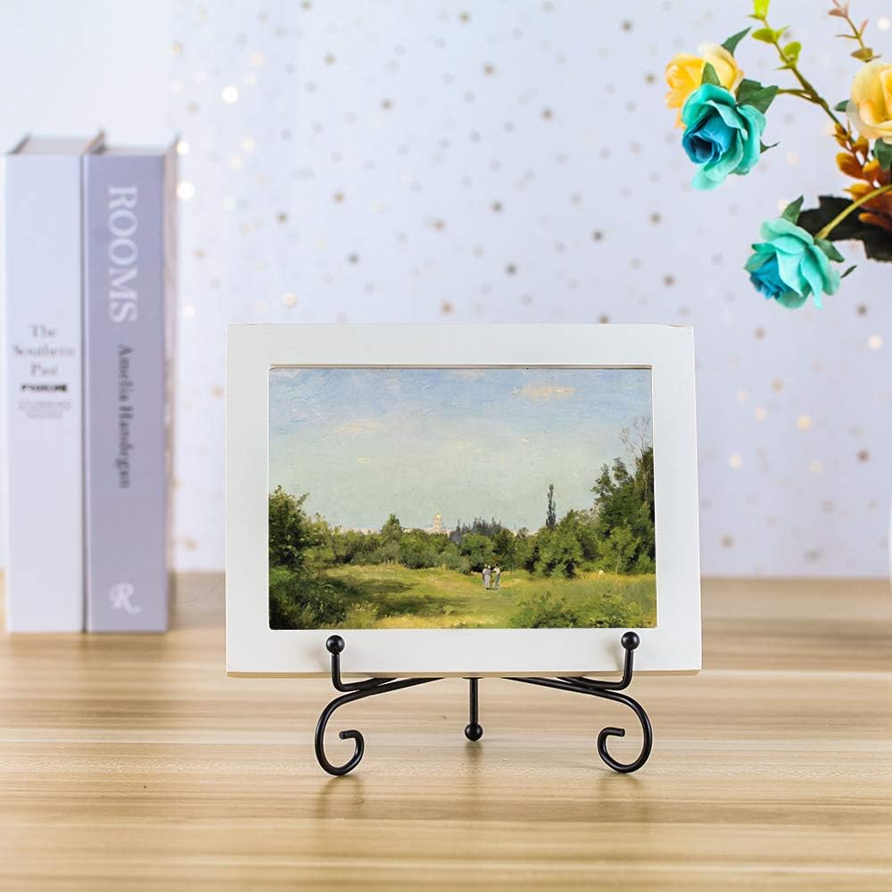 (2 pack)Iron Display Stand, Black Iron Easel Plate Display Photo Holder Stand, Displays Picture Frames, Cookbooks, Decorative Plates, Tablets and Art 7 Inch